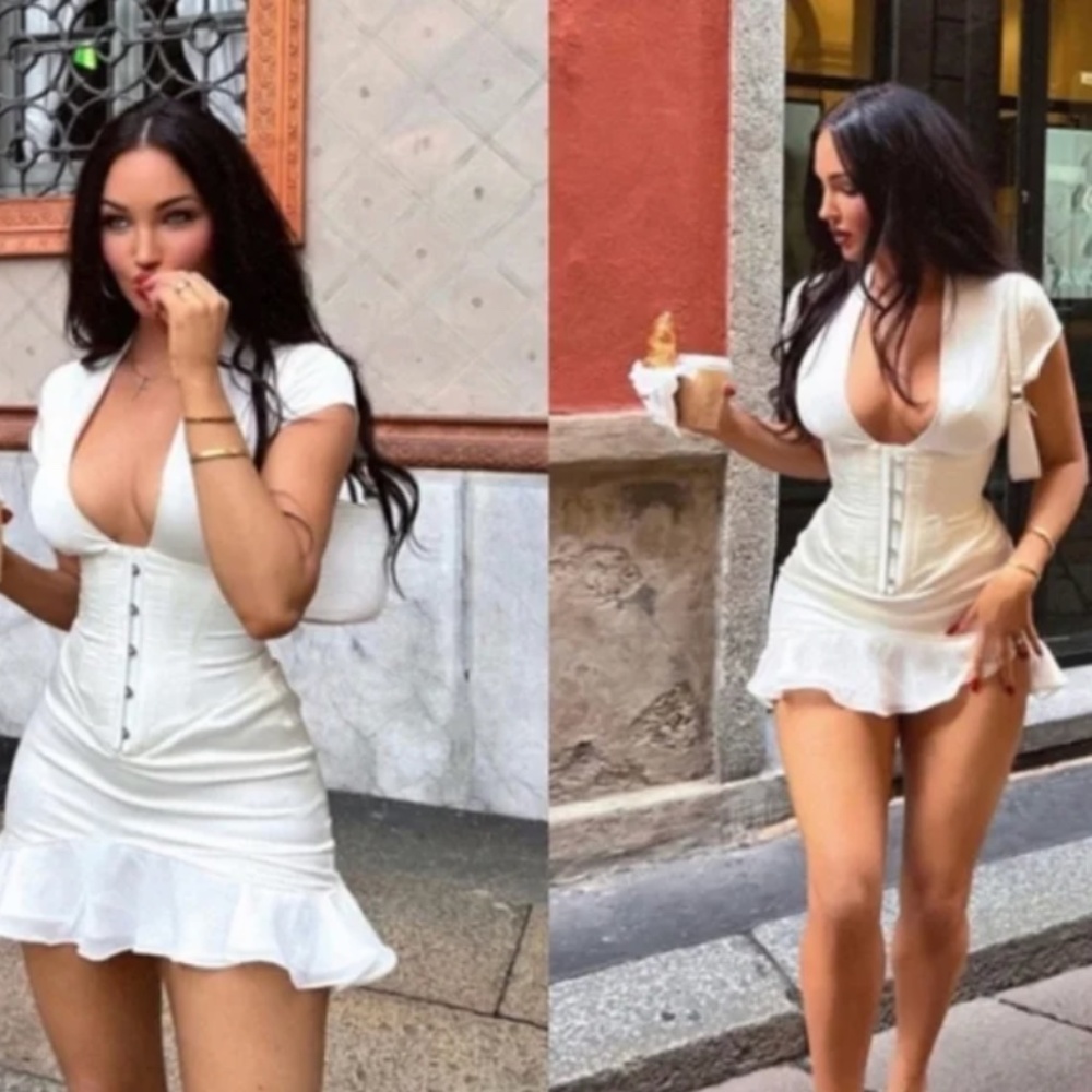 HOUSE OF CB 'Tianna' Ivory white Ruffle Corset Dress size M
